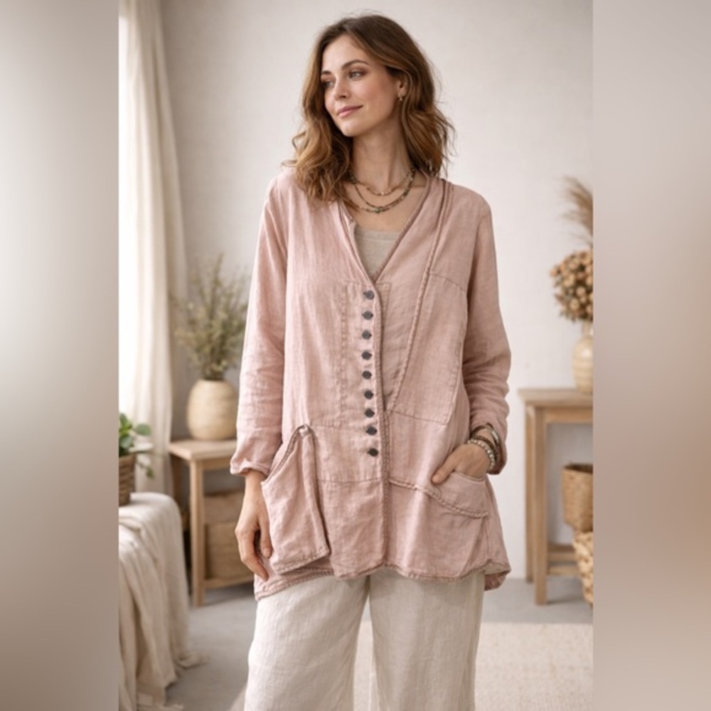 Stunning Cynthia Ashby Elipse Lagenlook  Linen European Style Dawn Size 2.